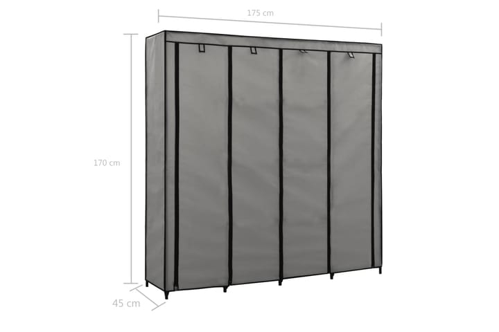 Garderob med 4 fack grå 175x45x170 cm - Grå - Alla Möbler - Förvaring - Garderober