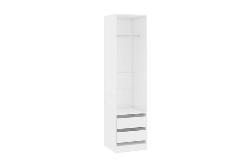 Garderob med lådor vit högglans 50x50x200 cm spånskiva - Vit - Alla Möbler - Förvaring - Hallgarderober