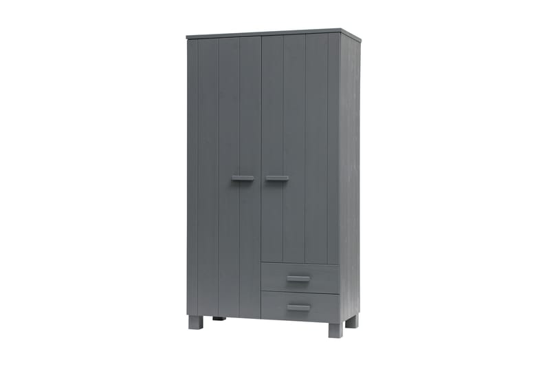 Ketcham Garderob med 2 Lådor 111 cm - Stålgrå Tall - Alla Möbler - Förvaring - Garderober