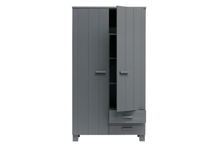 Ketcham Garderob med 2 Lådor 111 cm - Stålgrå Tall - Alla Möbler - Förvaring - Garderober