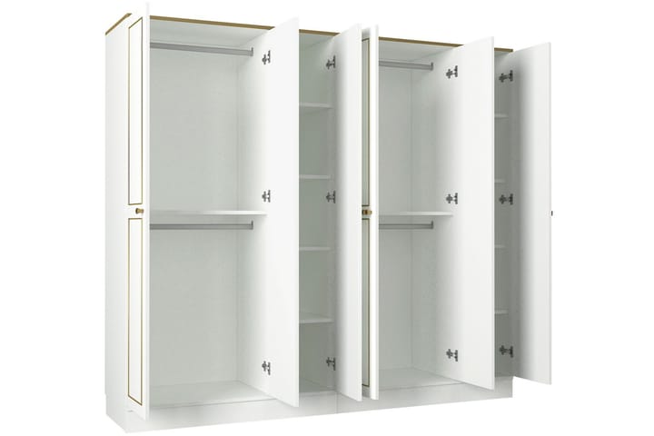 Pooler Garderob 210 cm - Vit|Guld - Alla Möbler - Förvaring - Garderober