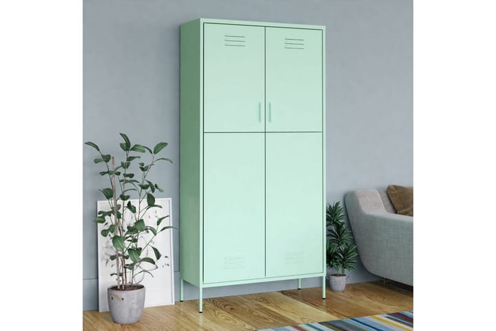 Garderob 90x50x180 cm mintgrön stål - Grön - Alla Möbler - Förvaring - Hallgarderober