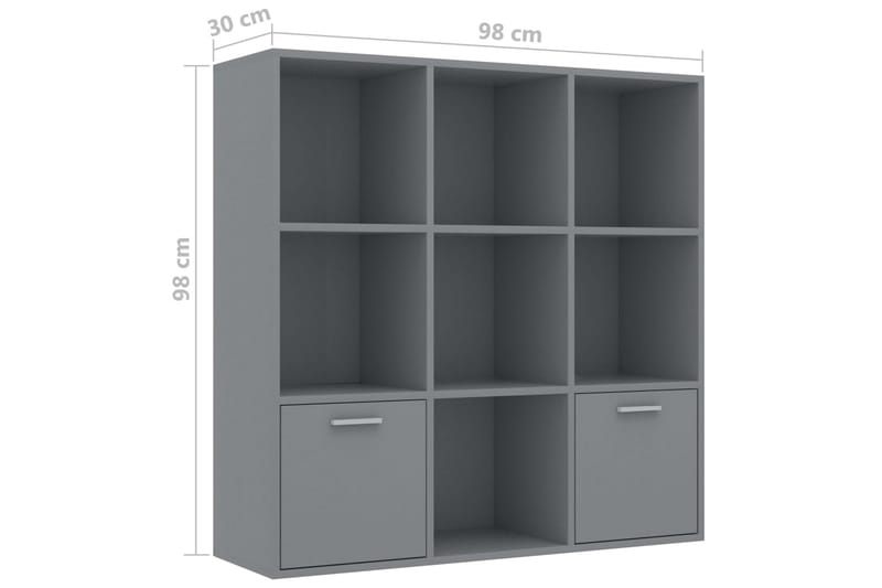 Bokhylla grå 98x30x98 cm spånskiva - Grå - Alla Möbler - Förvaring - Hyllor
