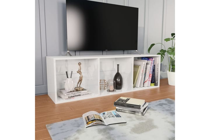 Bokhylla/TV-bänk vit högglans 36x30x114 cm spånskiva - Vit - Alla Möbler - Förvaring - Hyllor