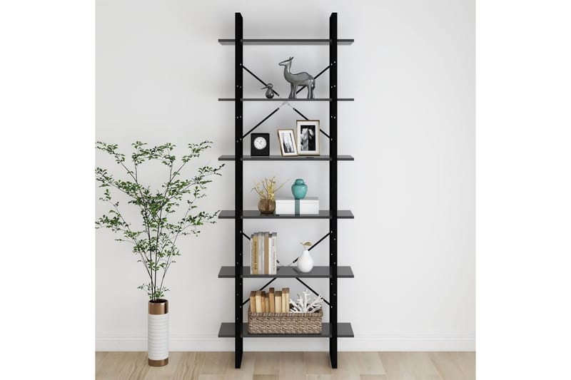 Hög bokhylla grå 80x30x210 cm spånskiva - Grå - Alla Möbler - Förvaring - Hyllor