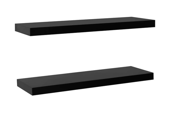 Svävande vägghyllor 2 st svart 100x20x3,8 cm - Svart - Alla Möbler - Förvaring - Hyllor