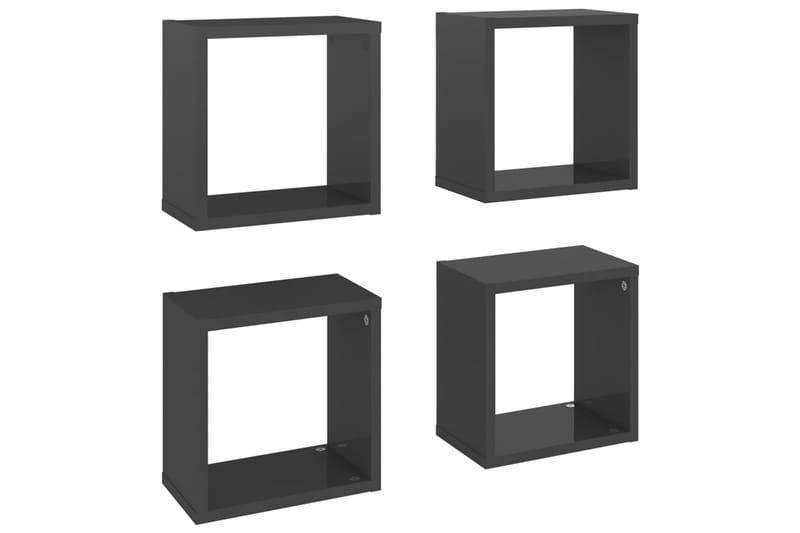 Vägghylla kubformad 4 st 26x15x26 cm - Grå - Alla Möbler - Förvaring - Hyllor