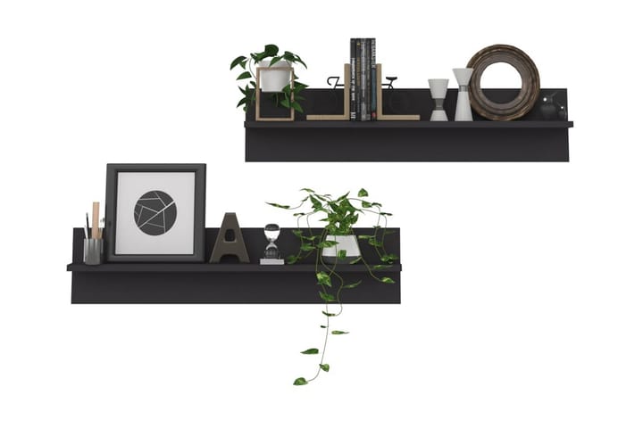 Vägghyllor 2 st grå 80x11,5x18 cm spånskiva - Grå - Alla Möbler - Förvaring - Hyllor