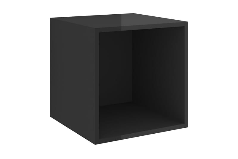 Väggskåp 2 st högglans svart 37x37x37 cm spånskiva - Svart - Alla Möbler - Förvaring - Hyllor