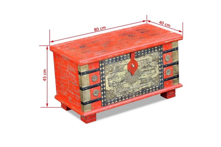 Förvaringskista mangoträ röd 80x40x45 cm - Röd - Alla Möbler - Förvaring - Sängkistor