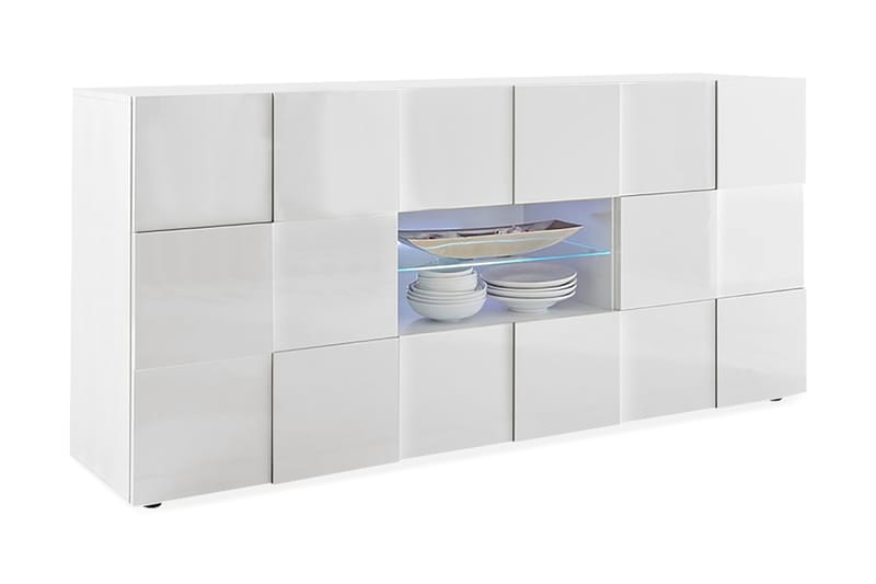Idala Sideboard 181 cm med Lådor - Vit Högglanslack - Alla Möbler - Förvaring - Skoförvaring