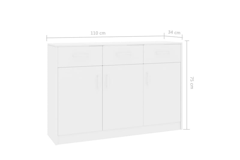 Skänk vit högglans 110x34x75 cm spånskiva - Vit - Alla Möbler - Förvaring - Skänkar