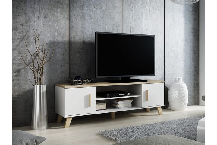 Gulino TV-bänk 160 cm - Vit/Ek - Alla Möbler - Förvaring - Hyllor