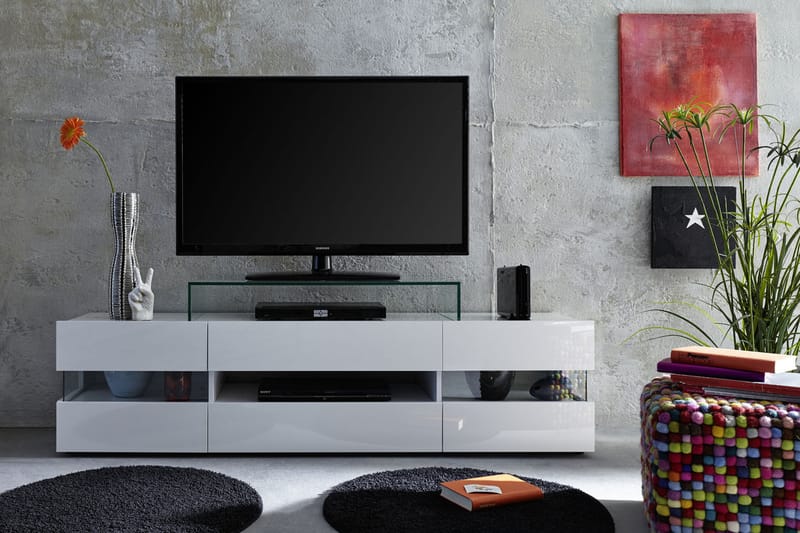 Gunther TV-bänk 169 cm - Vit Högglans - Alla Möbler - Förvaring - Tv bänkar