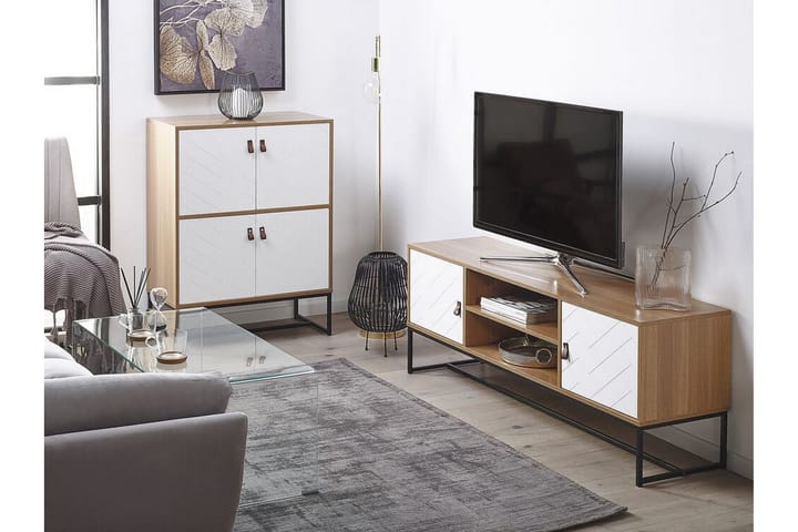 Montefrio TV-bänk 150x40 cm - Ljusbrun/Vit - Alla Möbler - Förvaring - Tv bänkar