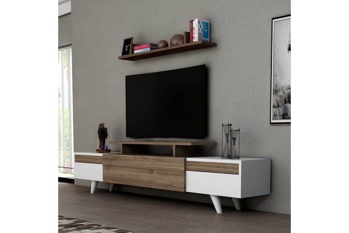Stonehocker TV-Möbelset 180 cm - Vit|Valnöt - Alla Möbler - Förvaring - Tv bänkar