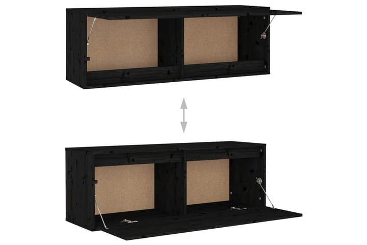 Tv-bänk 3 st svart massiv furu - Svart - Alla Möbler - Förvaring - Tv bänkar