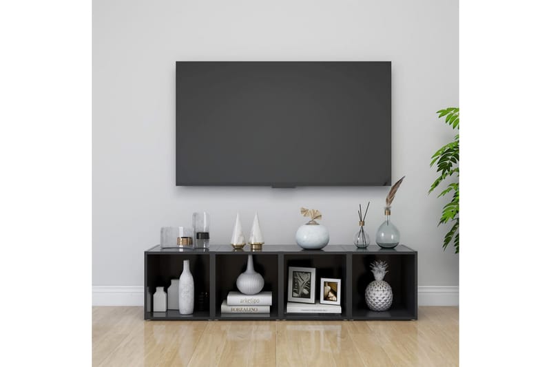 TV-bänk 4 st grå 37x35x37 cm spånskiva - Grå - Alla Möbler - Förvaring - Tv bänkar