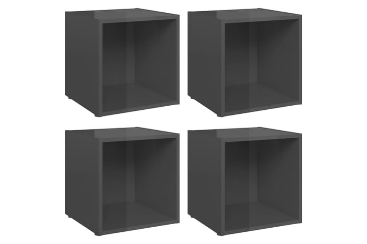 TV-bänk 4 st grå högglans 37x35x37 cm spånskiva - Grå - Alla Möbler - Förvaring - Tv bänkar