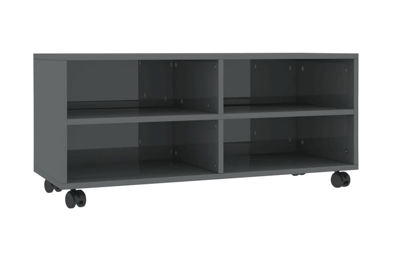 TV-bänk med hjul högglans grå 90x35x35 cm spånskiva - Grå - Alla Möbler - Förvaring - Tv bänkar