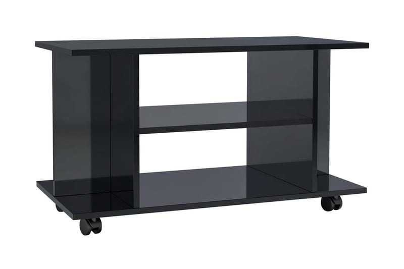 TV-bänk med hjul högglans svart 80x40x40 cm spånskiva - Svart - Alla Möbler - Förvaring - Tv bänkar