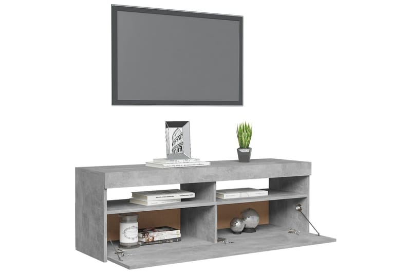 TV-bänk med LED-belysning betonggrå 120x35x40 cm - Grå - Alla Möbler - Förvaring - Tv bänkar