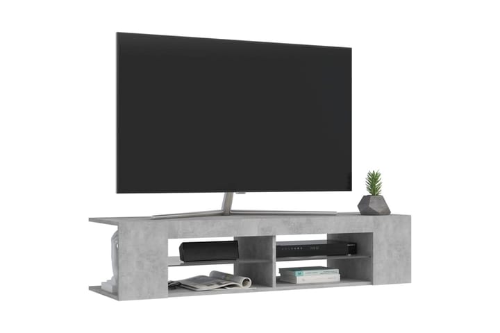 TV-bänk med LED-belysning betonggrå 135x39x30 cm - Grå - Alla Möbler - Förvaring - Tv bänkar
