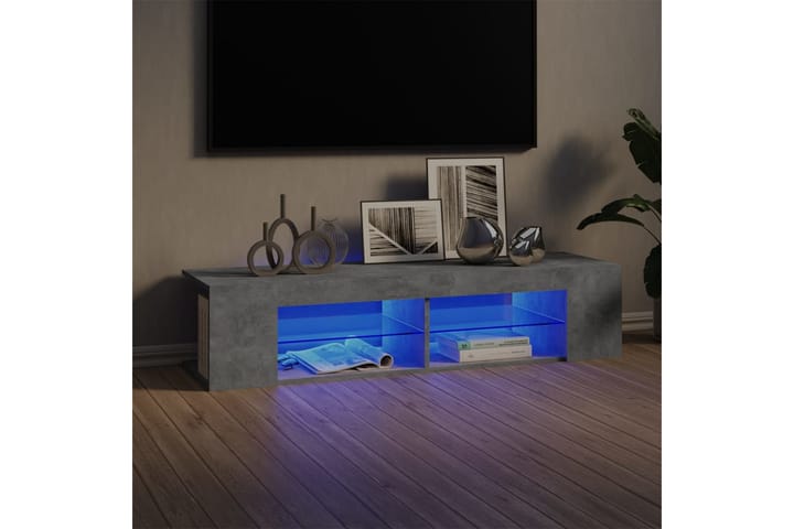 TV-bänk med LED-belysning betonggrå 135x39x30 cm - Grå - Alla Möbler - Förvaring - Tv bänkar