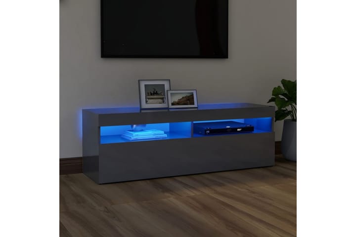 TV-bänk med LED-belysning grå högglans 120x35x40 cm - Grå - Alla Möbler - Förvaring - Tv bänkar