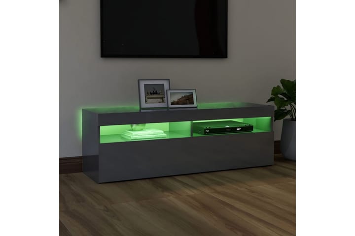 TV-bänk med LED-belysning grå högglans 120x35x40 cm - Grå - Alla Möbler - Förvaring - Tv bänkar
