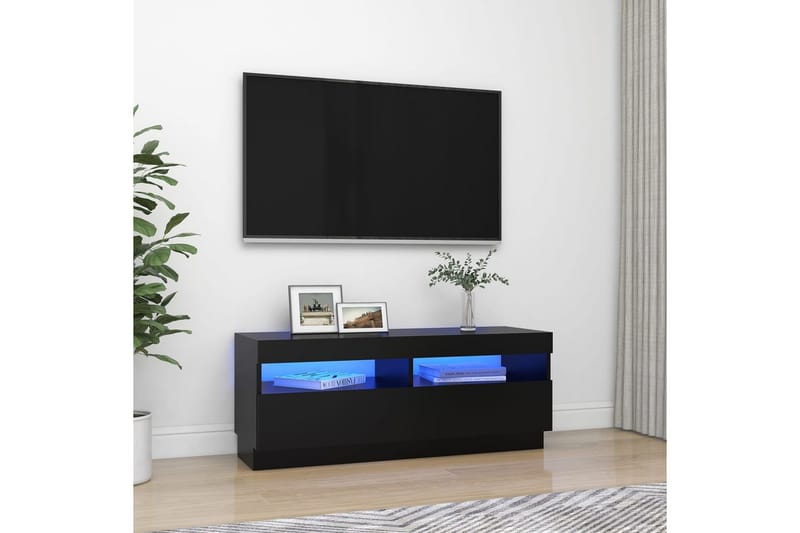 TV-bänk med LED-belysning svart 100x35x40 cm - Svart - Alla Möbler - Förvaring - Tv bänkar