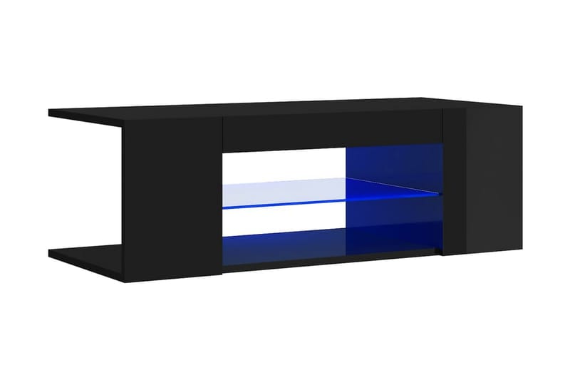 TV-bänk med LED-belysning svart högglans 90x39x30 cm - Svart - Alla Möbler - Förvaring - Tv bänkar