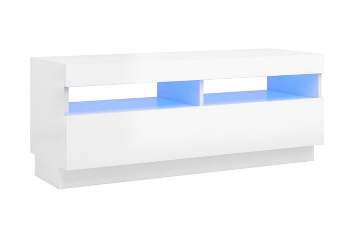 TV-bänk med LED-belysning vit högglans 100x35x40 cm - Vit - Alla Möbler - Förvaring - Tv bänkar