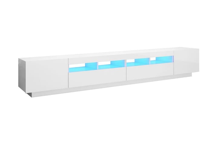 TV-bänk med LED-belysning vit högglans 260x35x40 cm - Vit - Alla Möbler - Förvaring - Tv bänkar