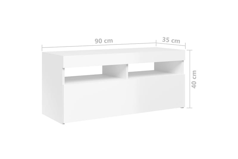 TV-bänk med LED-belysning vit högglans 90x35x40 cm - Vit - Alla Möbler - Förvaring - Tv bänkar