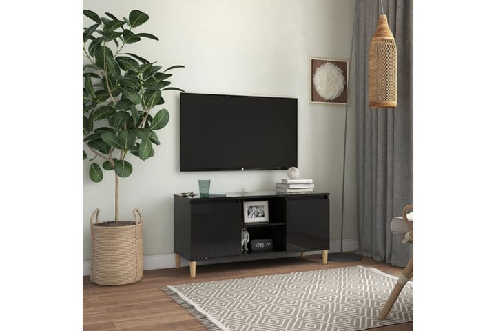 TV-bänk med massiva ben 103,5x35x50 cm - Svart - Alla Möbler - Förvaring - Tv bänkar
