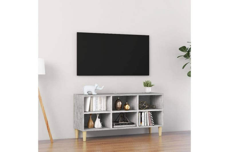 TV-bänk med massiva ben betonggrå 103,5x30x50 cm - Grå - Alla Möbler - Förvaring - Tv bänkar
