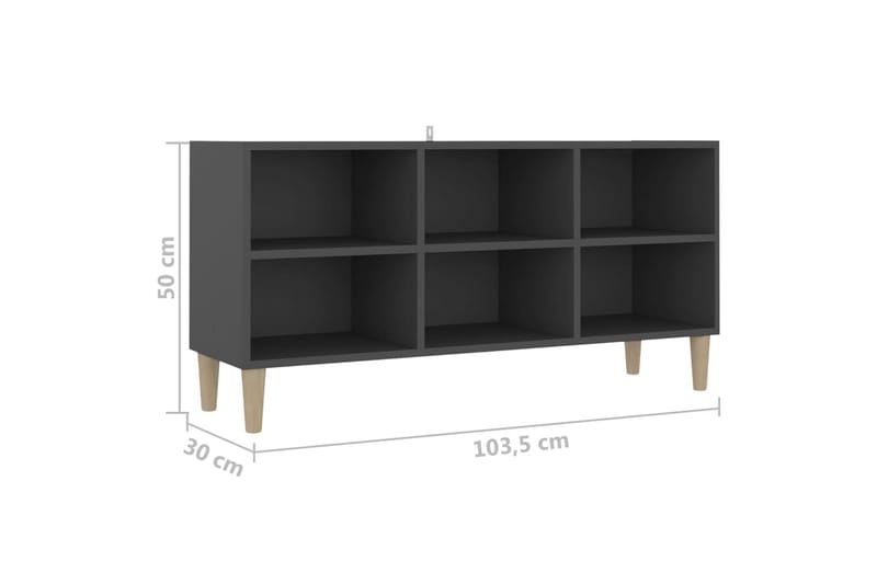 TV-bänk med massiva ben grå 103,5x30x50 cm - Grå - Alla Möbler - Förvaring - Tv bänkar