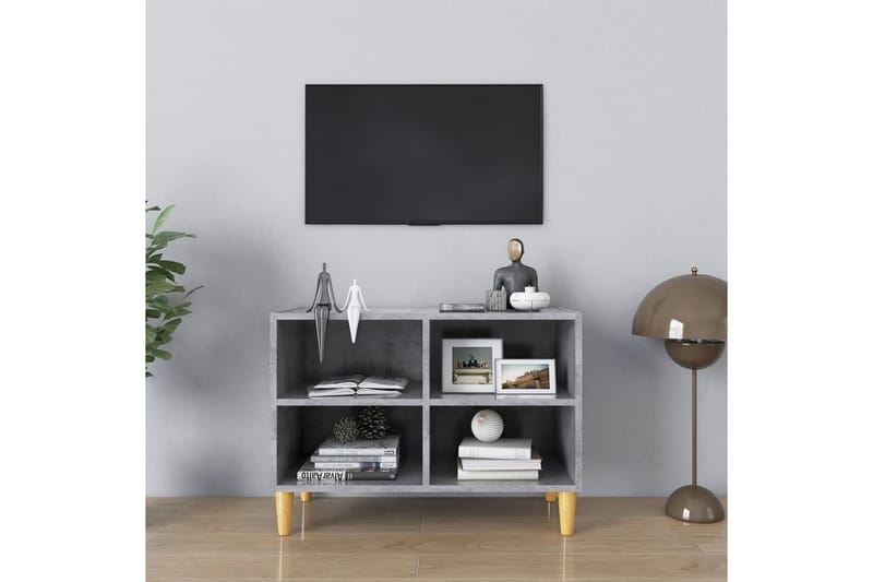 TV-bänk med massiva ben grå 69,5x30x50 cm - Grå - Alla Möbler - Förvaring - Tv bänkar