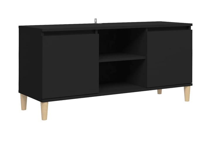 TV-bänk med massiva ben svart 103,5x35x50 cm - Svart - Alla Möbler - Förvaring - Tv bänkar