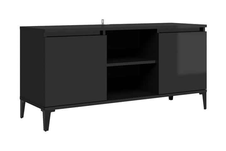 TV-bänk med metallben svart högglans 103,5x35x50 cm - Svart - Alla Möbler - Förvaring - Tv bänkar