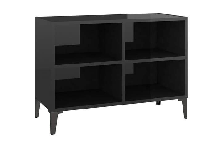 TV-bänk med metallben svart högglans 69,5x30x50 cm - Svart - Alla Möbler - Förvaring - Tv bänkar