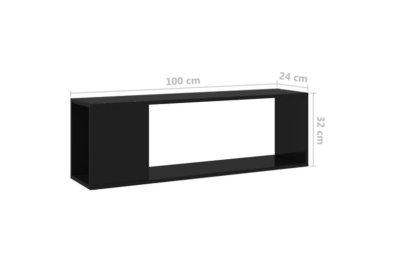 TV-bänk svart högglans 100x24x32 cm spånskiva - Svart - Alla Möbler - Förvaring - Tv bänkar
