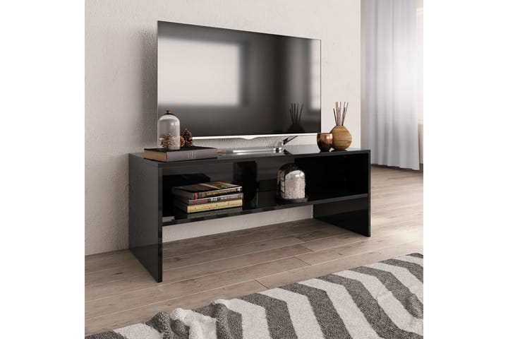 TV-bänk svart högglans 100x40x40 cm spånskiva - Svart - Alla Möbler - Förvaring - Tv bänkar