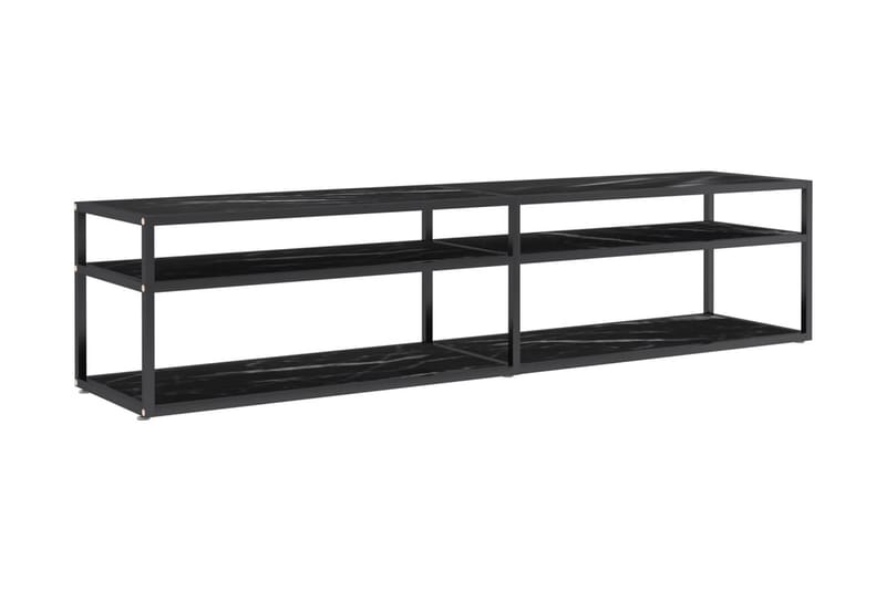 TV-bänk svart marmor 180x40x40,5 cm härdat glas - Svart - Alla Möbler - Förvaring - Tv bänkar