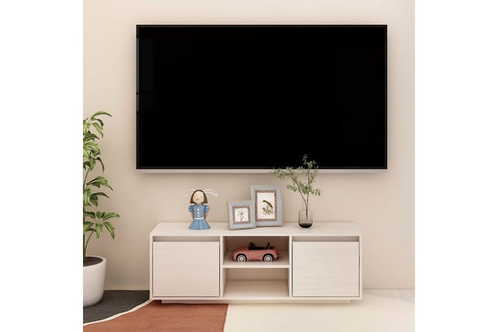 TV-bänk vit 110x30x40 cm massiv furu - Vit - Alla Möbler - Förvaring - Tv bänkar