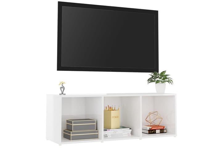 TV-bänk vit högglans 107x35x37 cm spånskiva - Vit - Alla Möbler - Förvaring - Tv bänkar