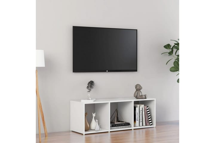 TV-bänk vit högglans 107x35x37 cm spånskiva - Vit - Alla Möbler - Förvaring - Tv bänkar