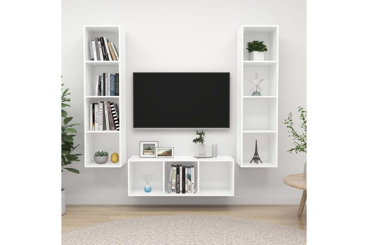 TV-skåp 3 delar vit spånskiva - Vit - Alla Möbler - Förvaring - Tv bänkar