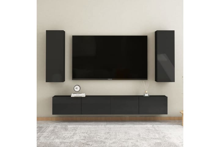TV-skåp svart högglans 30,5x30x90 cm spånskiva - Svart - Alla Möbler - Förvaring - Tv bänkar